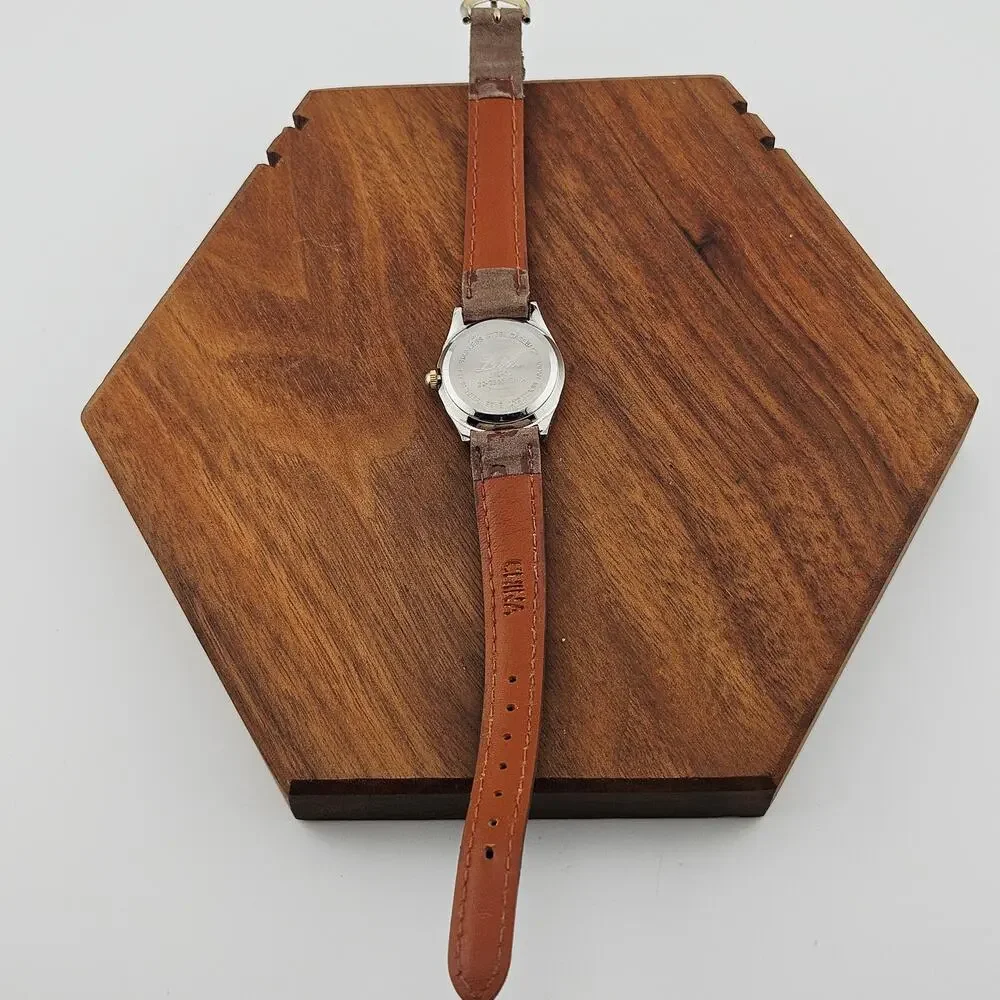 LTD Women's Two Tone Quartz Watch Brown Leather Band Simple Casual Everyday